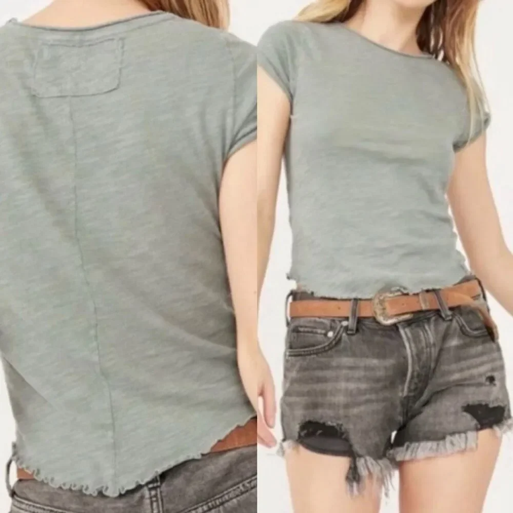 Free People We The Free Be My Baby Tee short sleeve sage M NEW